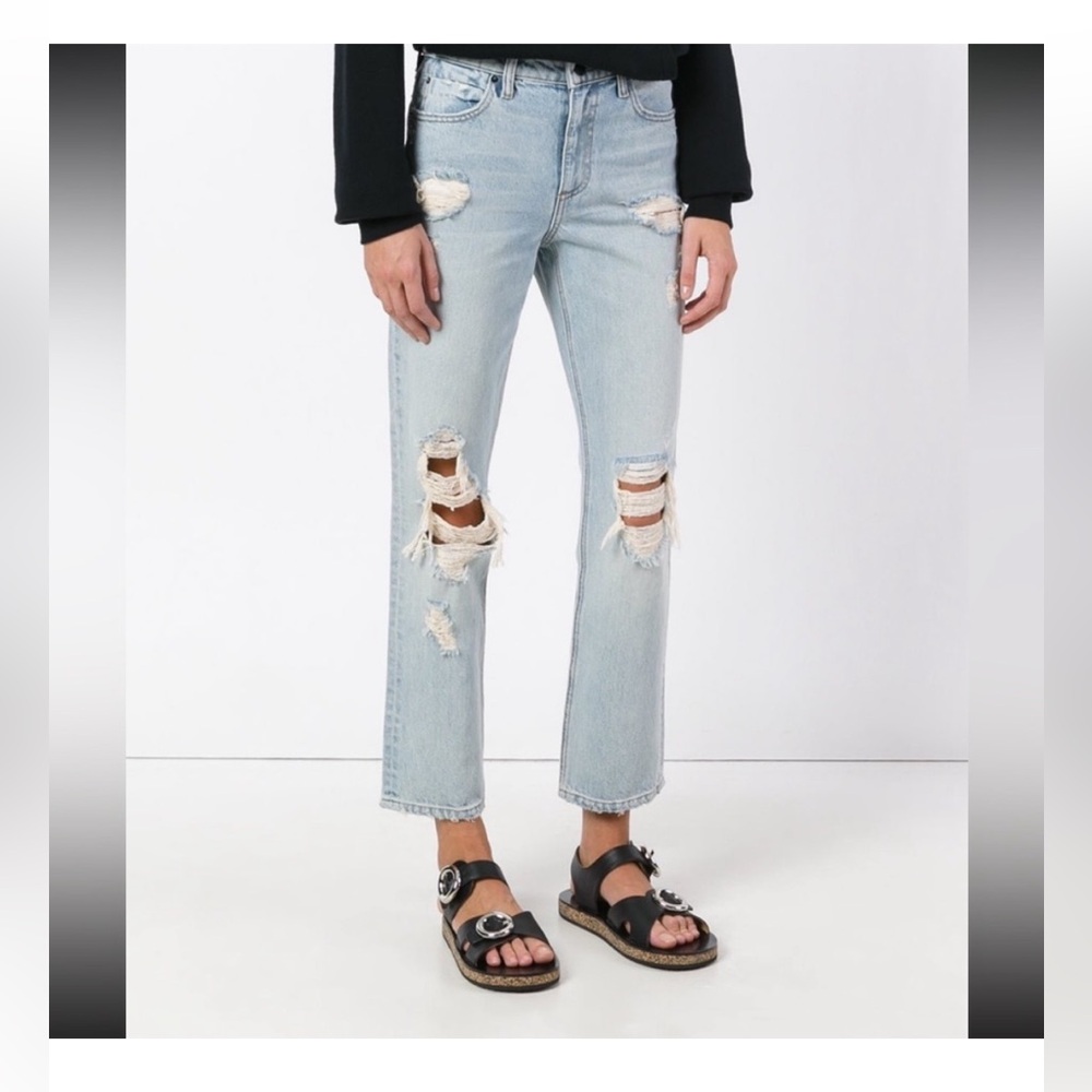 Alexander Wang Jeans High-Rise Straight Leg Cut Cropped Jeans